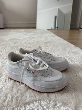 Reebok Kids White Leather Sneakers with Gum Outsole